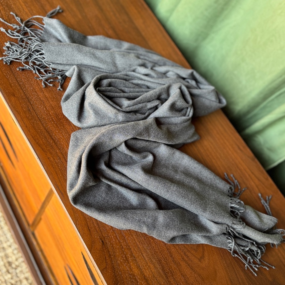 Gray Fringe Scarf